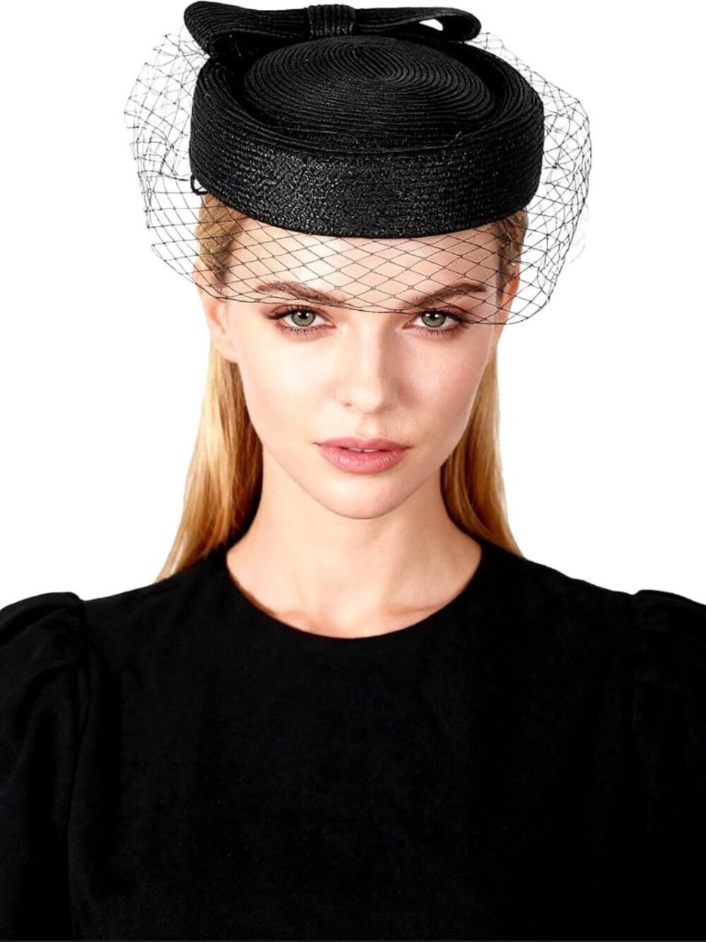 Elegant Vintage Pillbox Hat with Veil & Bowknot - Bridal Wedding Fascinator